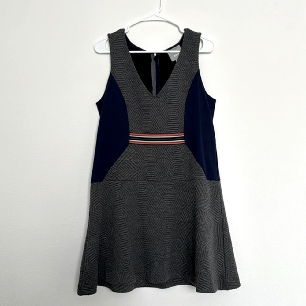 Anthropologie, Maeve, Women's Colorblock Dress, Charcoal Heather/Navy